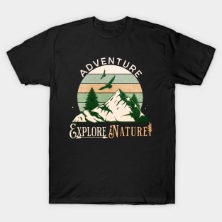 Adventure Explore Nature Deep Wood Retro Sunset T-Shirt